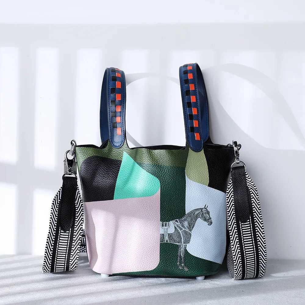 New Womens Bucket Bag Trend Brand Genuine Leather Shoulder Bag High Quality Lady Crossbody Bag Designer Luxury Handbag
