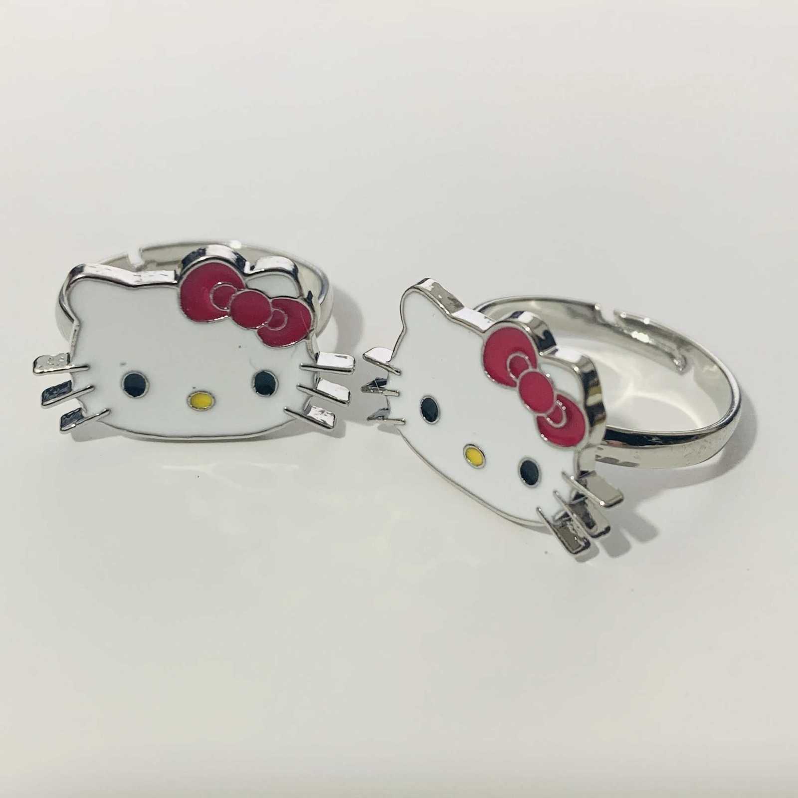 Sanrio Cute Hello Kitty Rings Anime Sanrio Couple Fashion Adjustable Diamond Rings For Men Women Jewelry Kids Gifts w250716