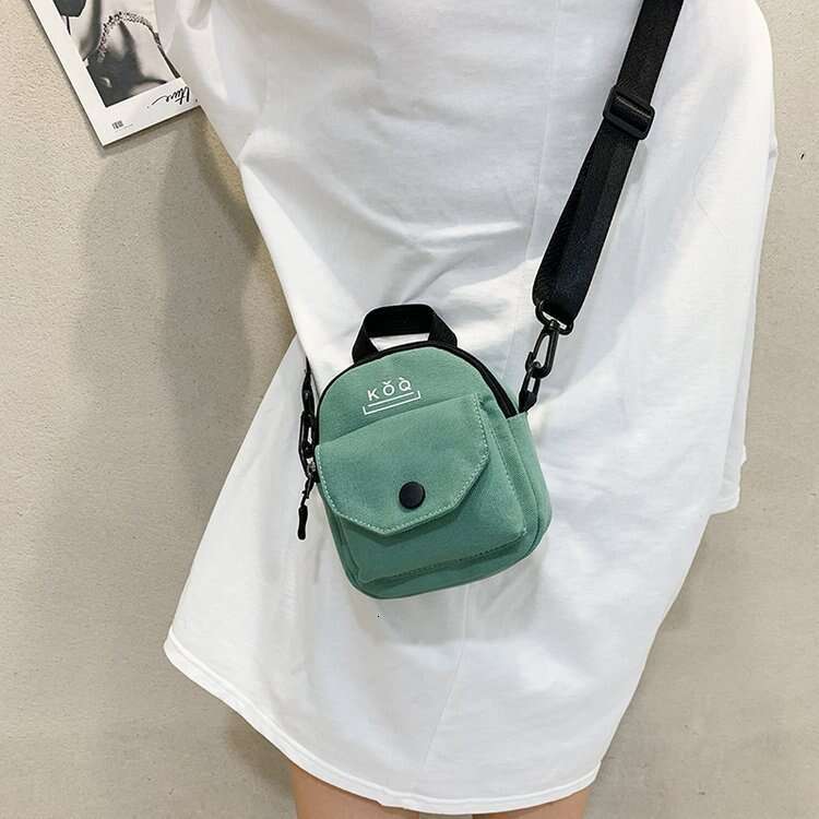 2025 New Korean Style Casual Simple Fashion Solid Color Internet Celebrity Phone Canvas Crossbody Bag