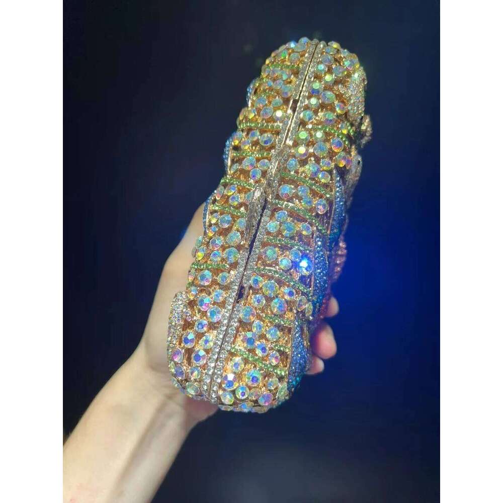 Lady Fish Full Rhinestones Evening Clutch Bags Wedding Stone Day Clutches Purses Metal Minaudiere Handbag Bridal Party Handbags