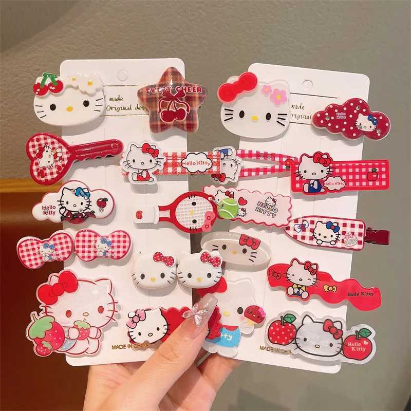 Sanrio 10pcs Childrens Hair Clips HelloKitty Cute Headwear for Girls and Children Forehead Hair Clips w250716