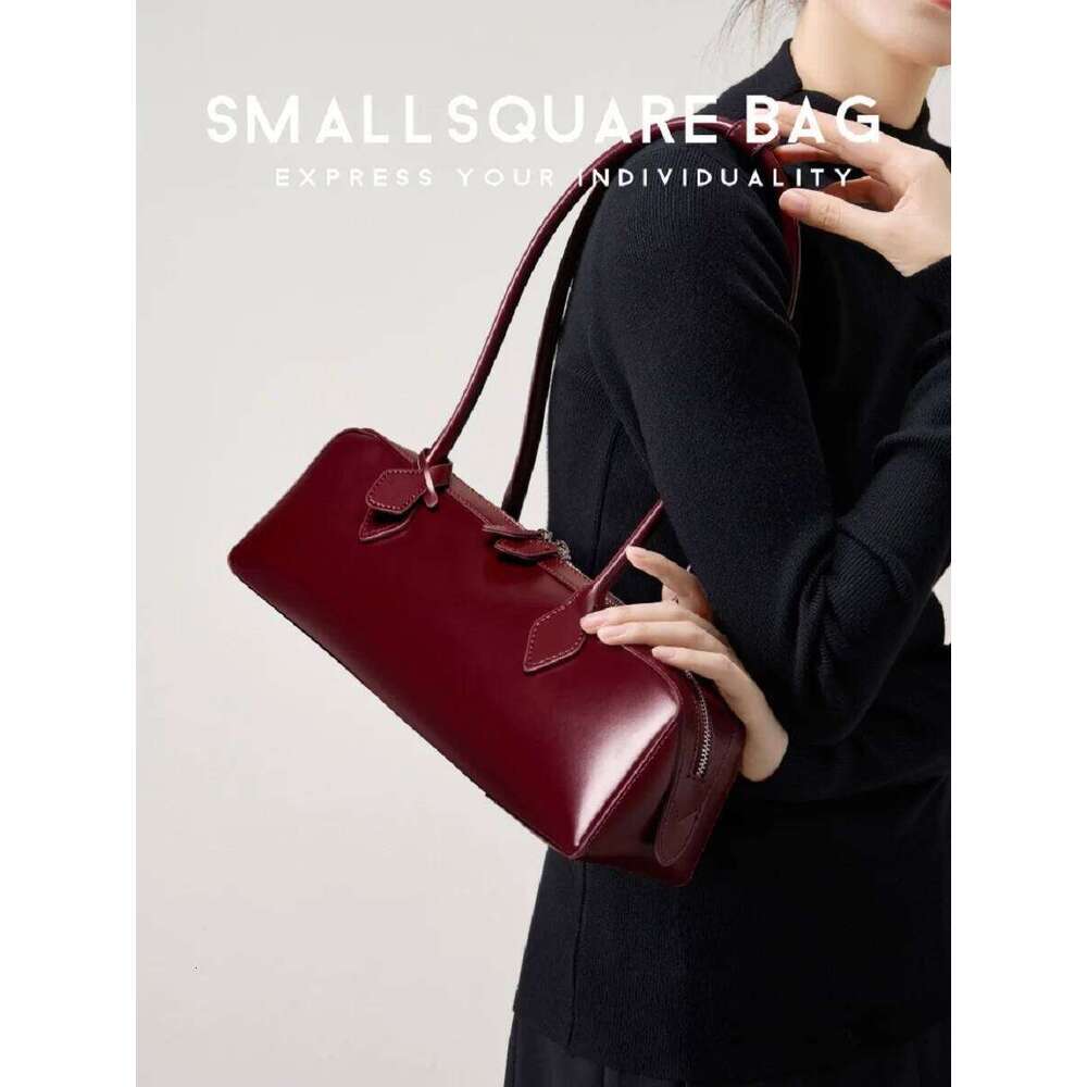 Cow Split Leather Baguette Design Vintage Shoulder Female shopping Cowhide Underarm Bag Gift For Women