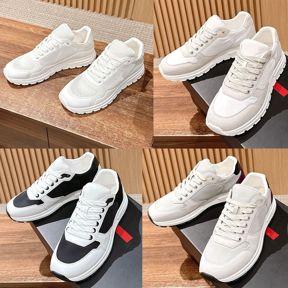 Prax 2.0 fabric and mesh sneakers designer sneaker womens White 1E920N sporty silhouette pragmatic Leather lining Rubber sole Breathable Mens Casual Sports Shoes