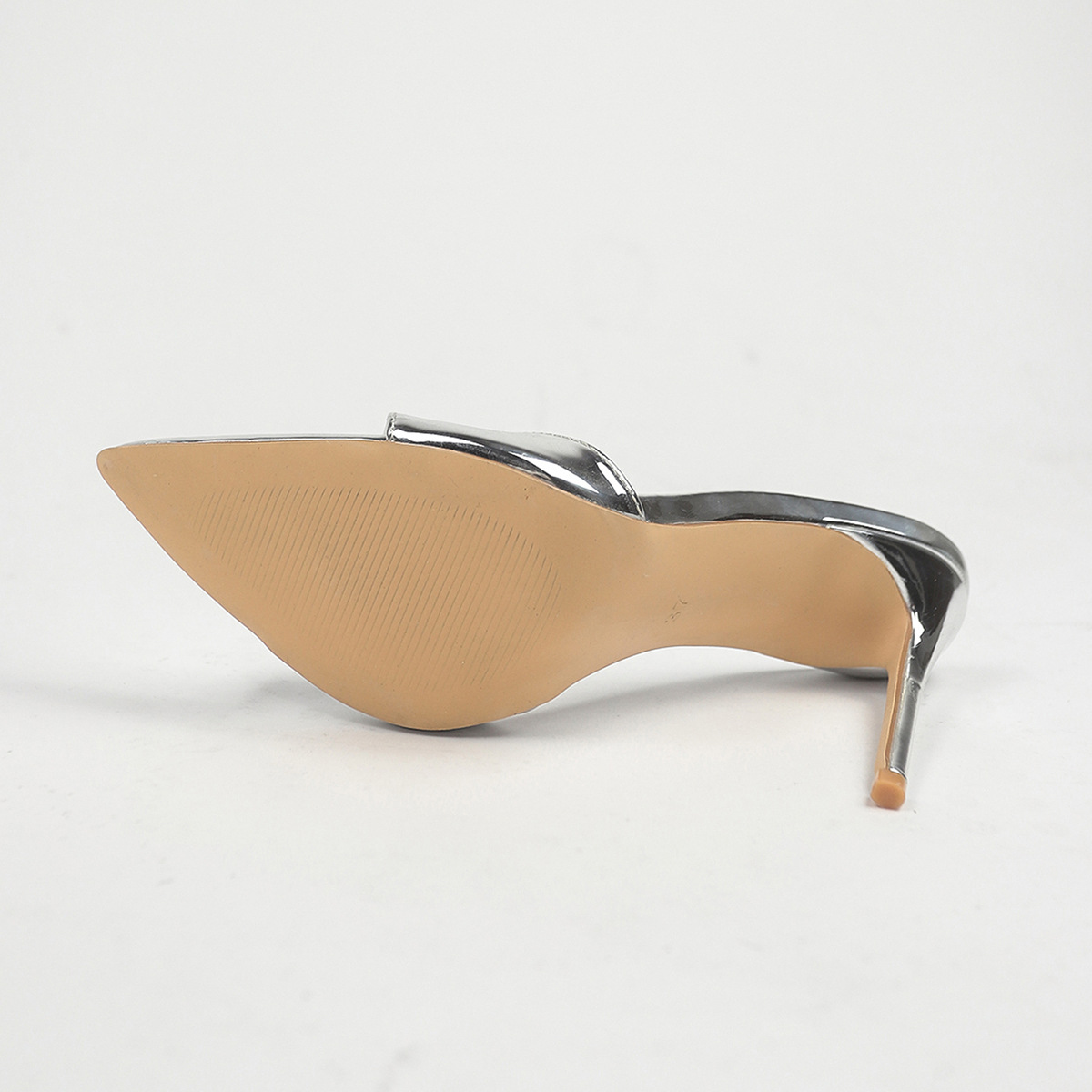 Sexy Silver Stiletto Heel Sandals - Minimalist Single Strap Pointed Toe Party Heels for Women