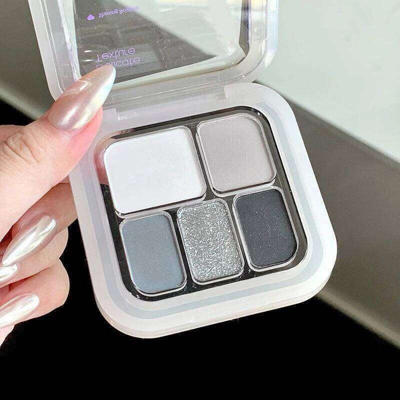 Mini 5 Color Glitter Pink Eye Shadow Sier Black d Shimmer Matte Eyeshadow Palette Waterproof Easy Coloring Makeup X250716