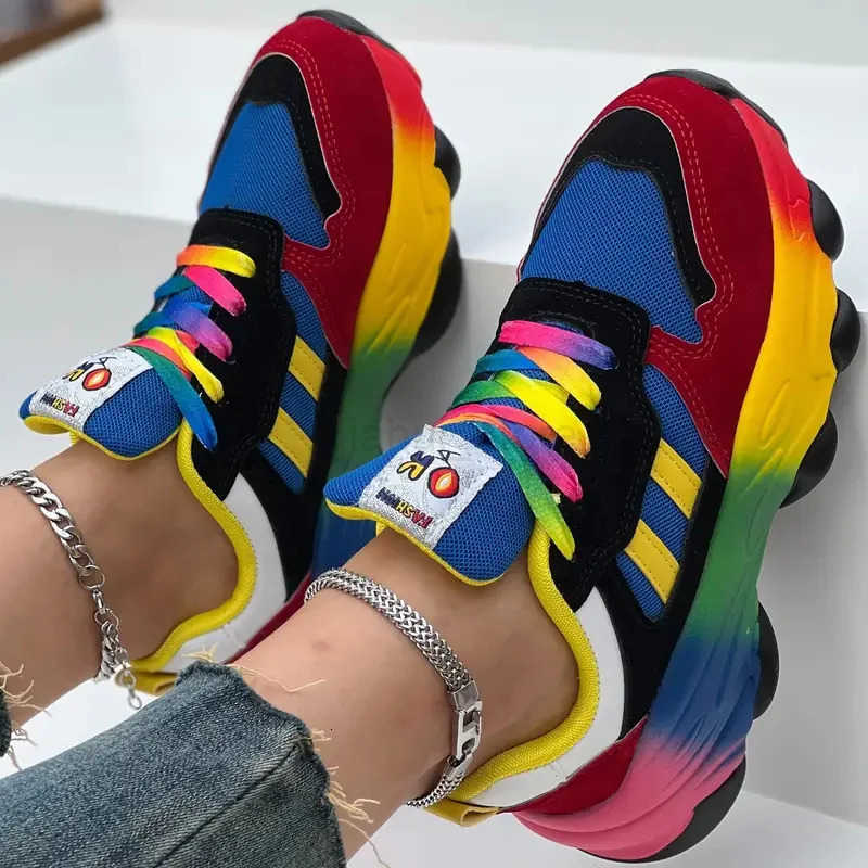 Women Sneakers Fashion Running Colorful Casual Sneakers Women Comfort Lace Up Outdoor Platform Shoes for Women Womens Shoes M250716