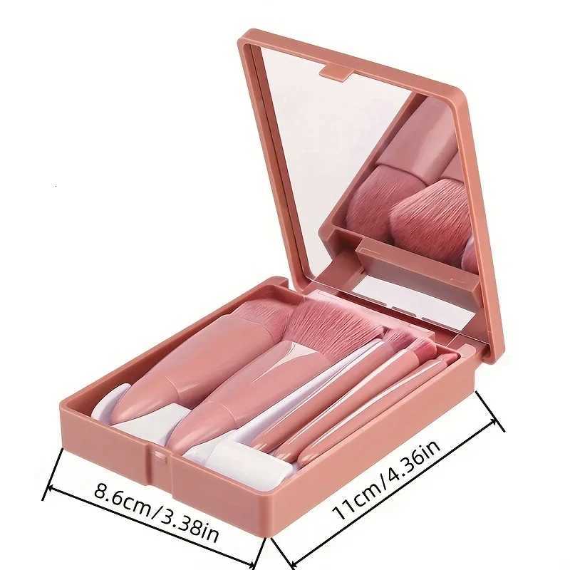 5PCS Portable Makeup Brush Set with Mirror - Foldable Travel Kit Mini Makeup Brush Set Travel Makeup Brush Set XJ2500716