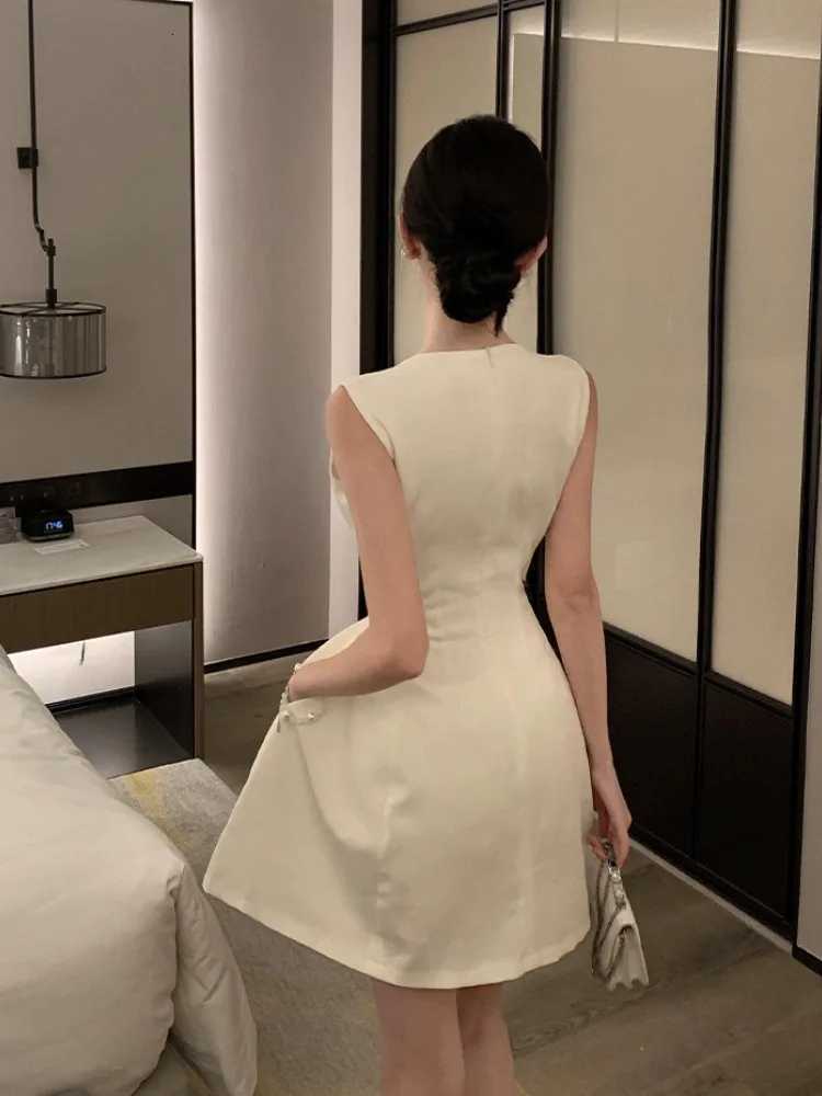 Ezgaga Womens Dress Elegant Sleeveless Summer Fashion Slim Ball Gown French Style Mini Dresses Sexy Party Ladies Temperament R250716