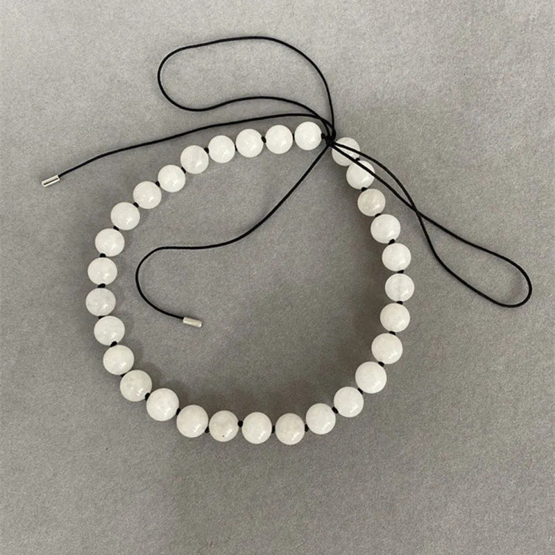 White stone ball beaded necklace for women natural stone necklace minimalist simple handmade summer beach jewelry 250712