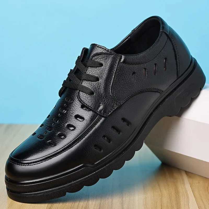 Cowhide Men Shoes Men Business Casual Leather Shoes Men Fashion Breathable Shoes British Casual Lace Up Single Leather Shoes W250716