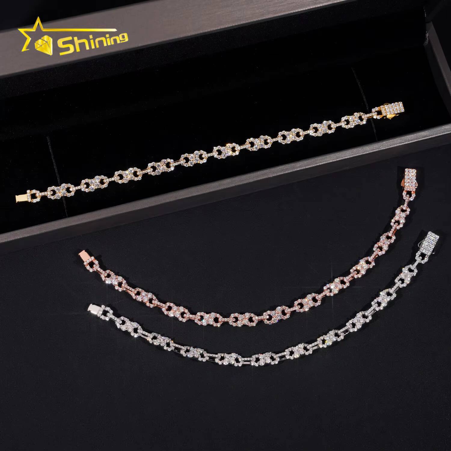 Hip Hop New Arrival Infinity Moissanite Cuban Bracelet 925 Sterling Silver Iced Out Bracelet Moissanite Jewelry Men Women