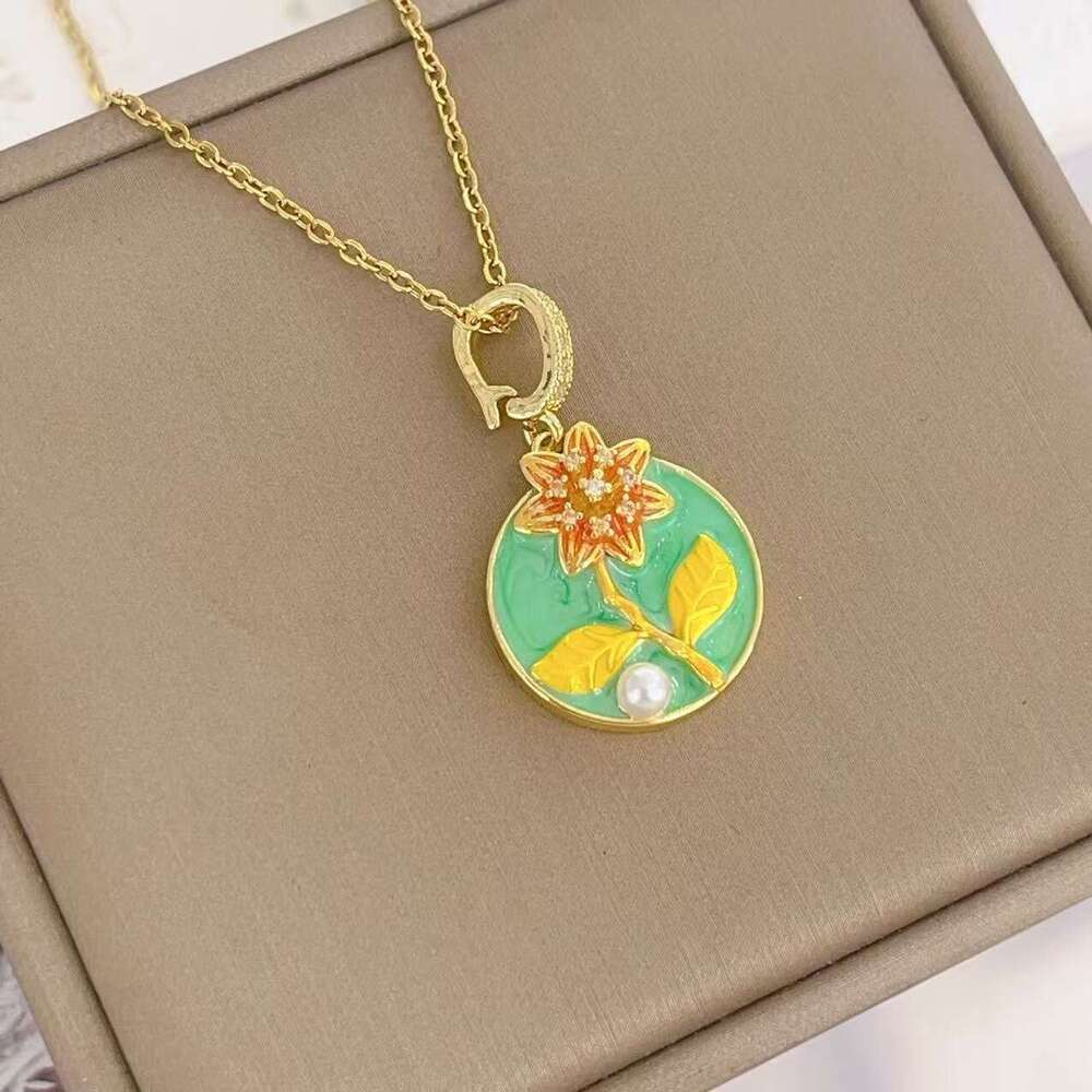 Vintage Oil Painting Style High-End Necklace Monet French Light Collarbone Chain Non-Allergenic Non-Fading Choker For Women 399