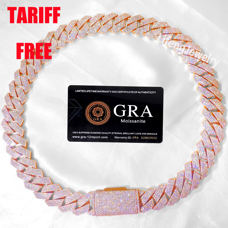Custom 20mm 4-Rows 925 Sterling Silver Rose Gold Vvs Cuban Link Chain for Men Iced Out Hip Hop Diamond Moissanite Fine Necklaces