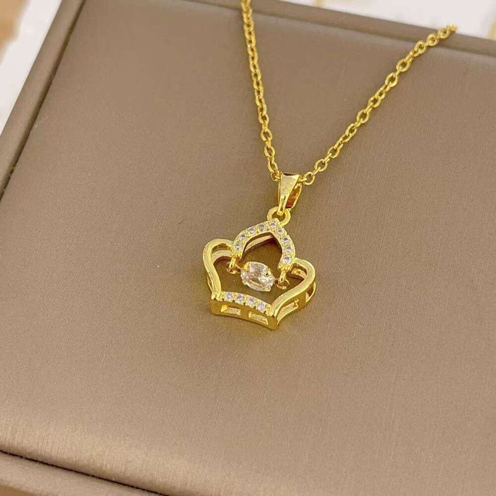 Tiktok Smart Series Crown Titanium Steel Necklace Light Fashion Niche Design High-End Clavicle Chain 9E6
