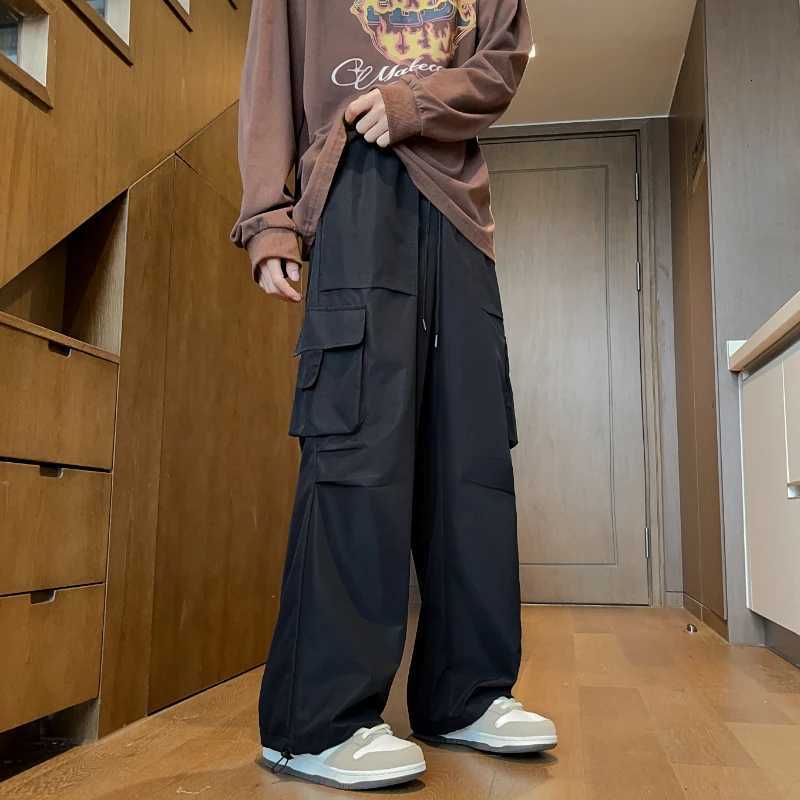 2025 Streetwear Spring Summer Casual Men Trousers Solid Color Harajuku Lightweight Cargo Pants Fashion Straight Mens Pants y250716