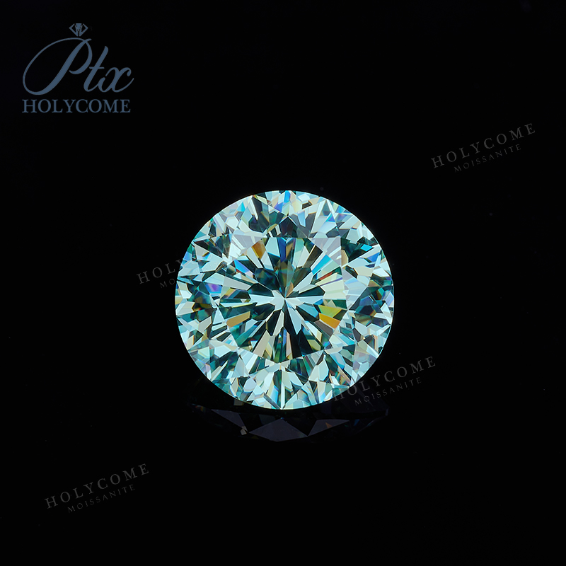 Round Shape 9 Hearts 1 Flower Moissanite High Quality VVS Primary Color Aqua Blue 0.5ct 1ct 2ct 3ct Lab Created Moissanite with GRA Certificate