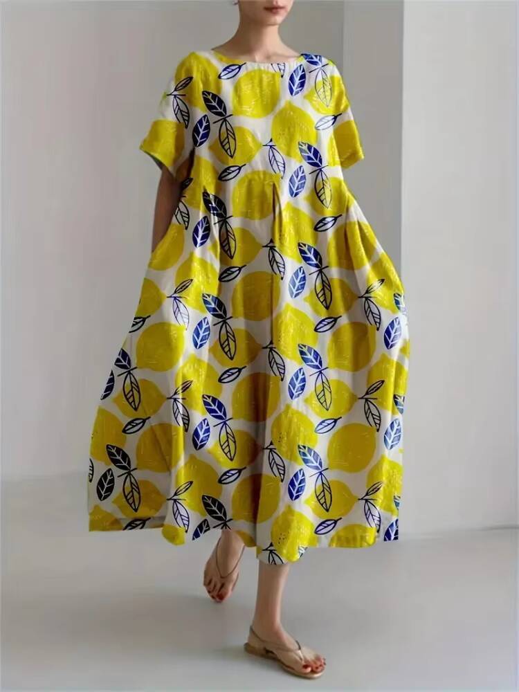 Outdoor Holiday Round Neck Stylish Elegant Womens Evening Casual Loose A-line Dress dongdumaoyi