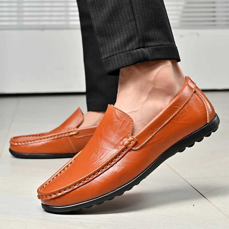 Mens Casual Flat Sneakers Business Casual Work Breathable Shoes Large Size Solid Color Leather Shoes for Men W250716