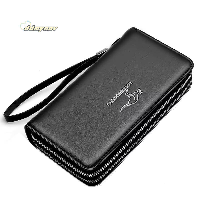 Mens leather wallet Large Capacity billeteras para hombre Double Zipper Men Clutch Bag portafoglio uomo Male Business Wallet ddmynov