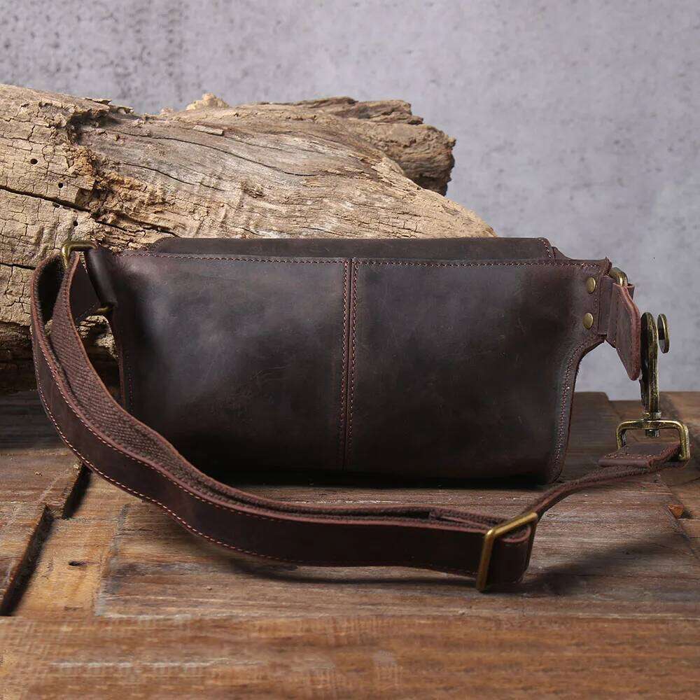 Vintage Genuine Leather Men's Chest Cross body Small Crazy Horse Cowhide Women Fashion Mobile Phone Bag