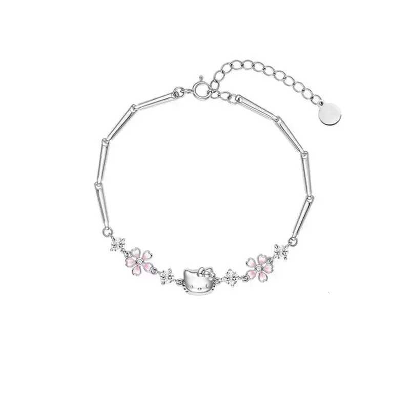 Sanrio Hello Kitty Bracelet Diamond Silver Plated Cartoon Bracelet Jewelry for Girls Birthday and Holiday Gifts w250716