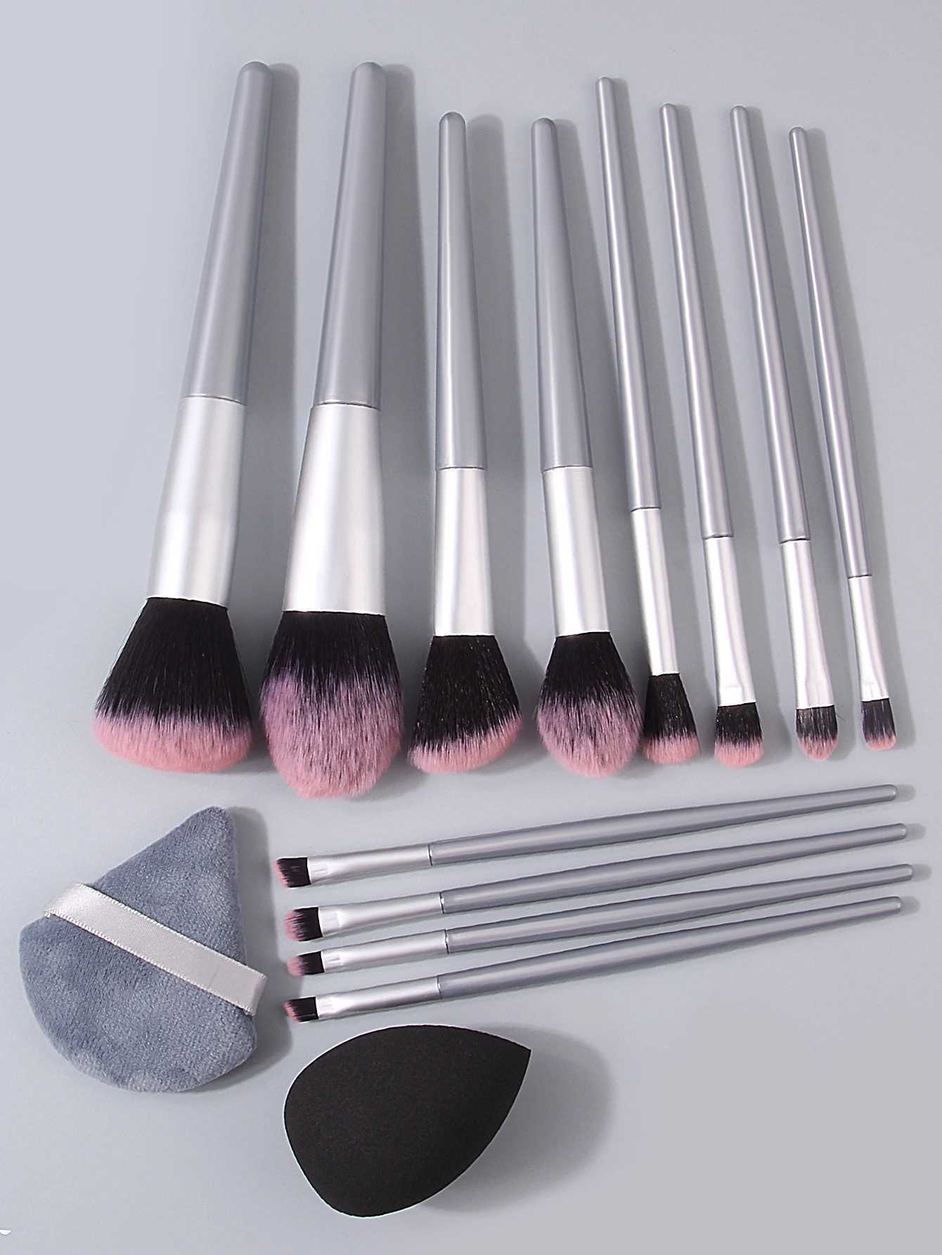 12-piece soft-bristled makeup brush set paired with a beauty sponge and a triangular powder puff is super useful for beginners. XJ2500716