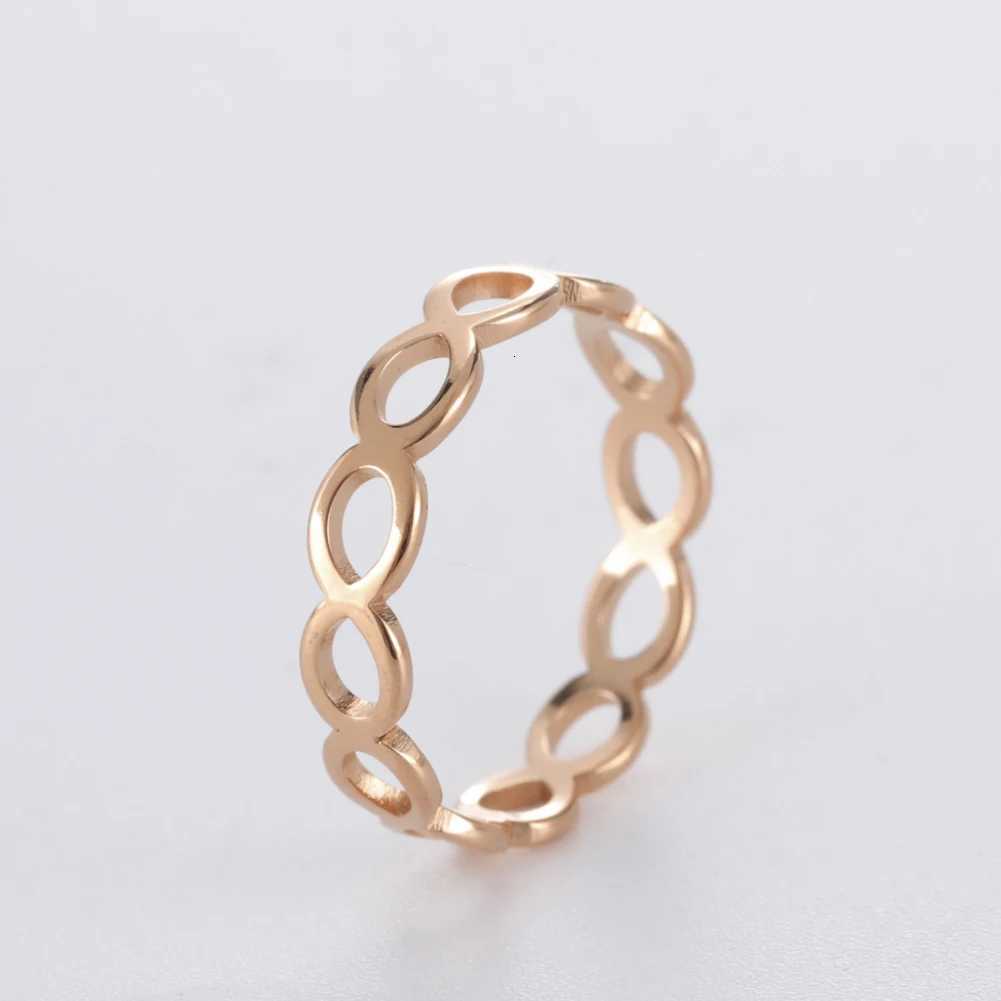 Skyrim Gold Color Hollow Infinity Rings for Women Stainless Steel Engagement Minimalist Geometric Rings Couple Jewelry Wholesale S250716