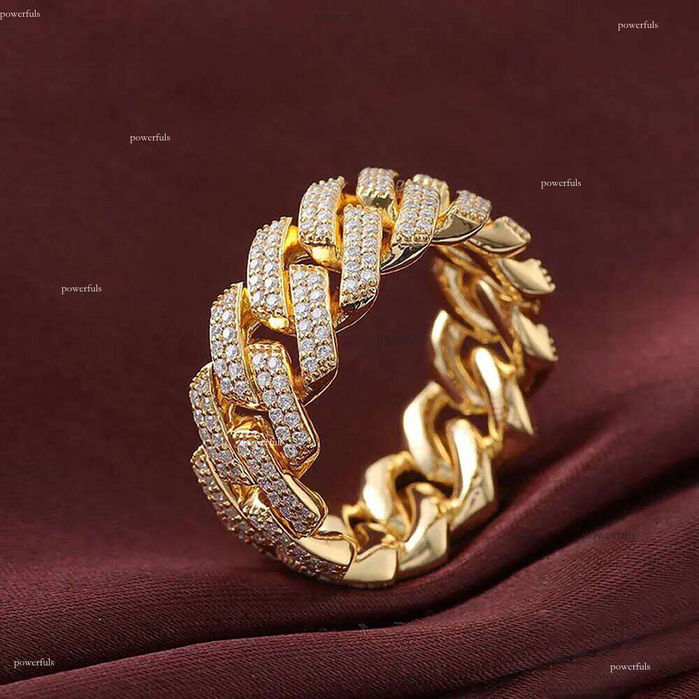 10K/14K/ Solid Gold Hip Hop link VVS Moissanite Cuban Ring For Men or Women