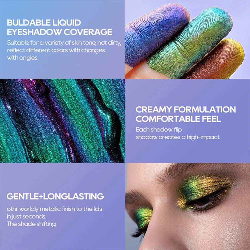 Chrome Shifting Pigments Chameleon Liquid Eyeshadow Shiny Long Lasting Multichrome High Eyeshadow Liquid Eye Makeup Art Cosmetic 250712