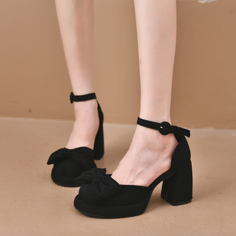 Designer sandals Chunky Heel High Heels Fashion Stunning Hollow Single Shoes Women 2025 Spring New Small Petite French Mary Jane Sandals