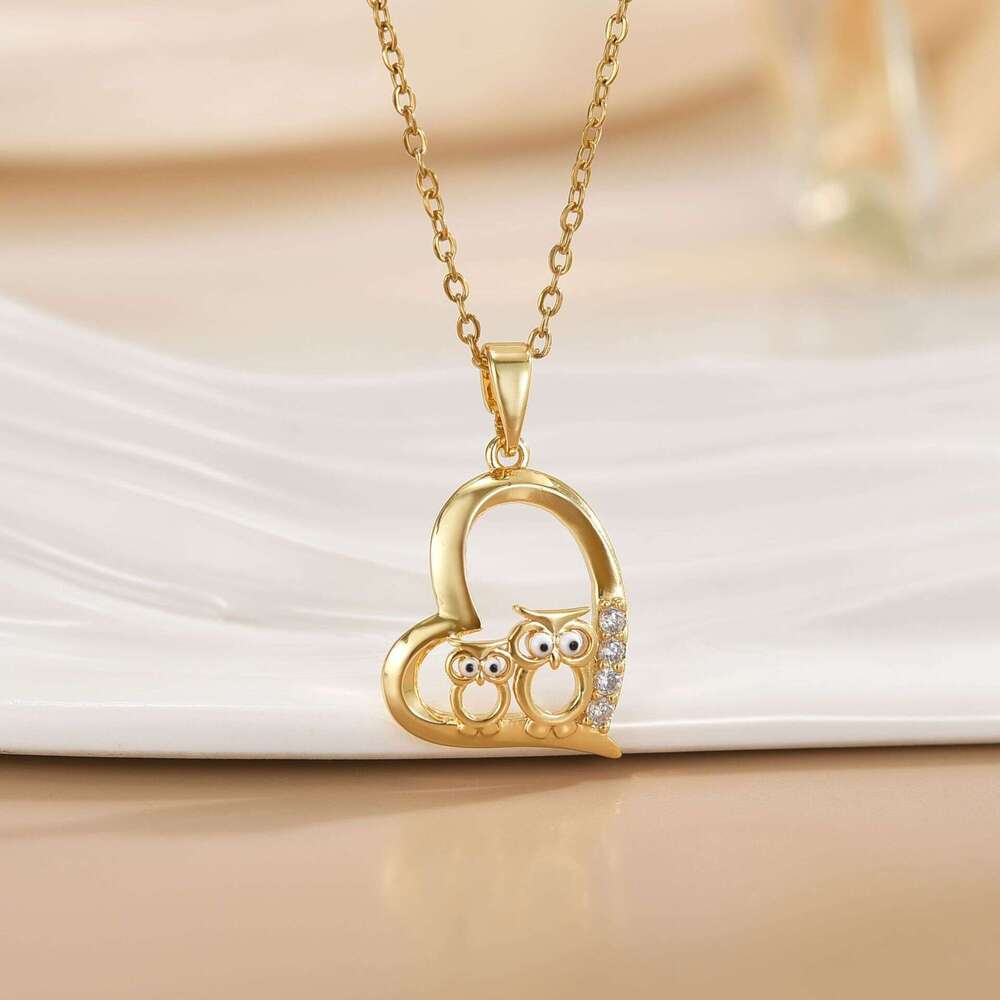 Heart-Shaped Owl Necklace Light Niche Collarbone Chain Choker 60D