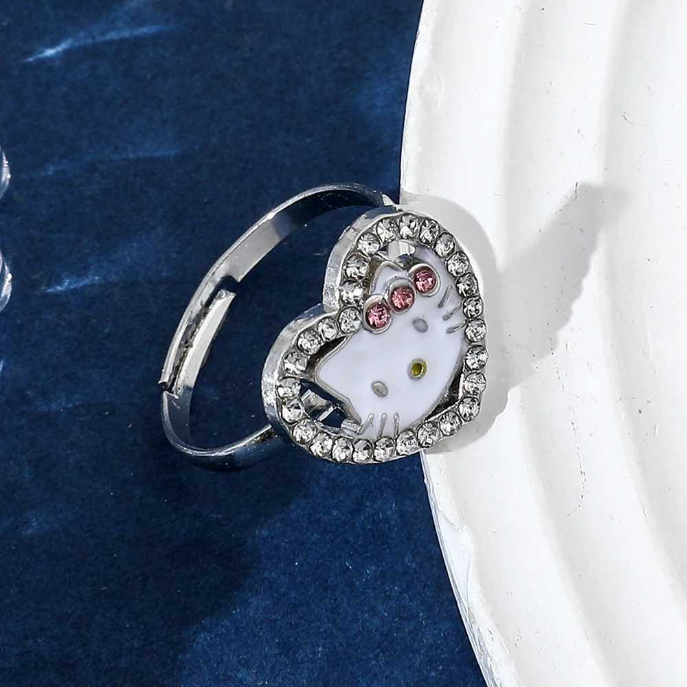 Sanrio Anime Hello Kitty Ring Kawaii Kitty Cinnamoroll Pendant Ring Cute Anime Cartoon Figure KT Cat for Birthday Party Gifts w250716