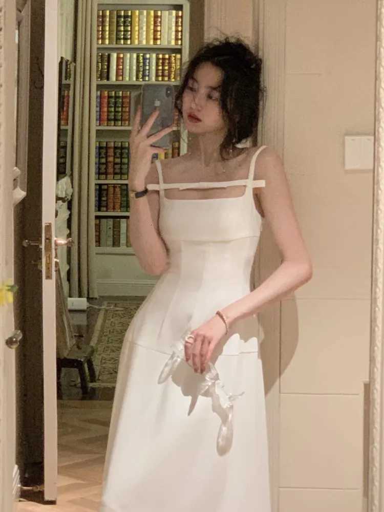 2K Summer Short Dresses for Women Solid Spaghetti Strap Evening Party Dress Elegant Korean A-line One Piece Vestido Mujer New R250716