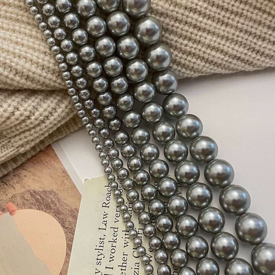 Sier Gray Perfect Round Pearl Sweater Chain 2025 New Trend Necklace for Women Niche Design Clavicle Choker