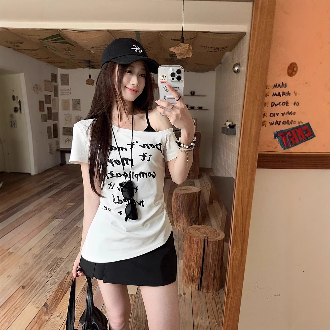 Summer New Women S T Shirt Asymmetrical Neck Short Sleeve T Shirt Women Summer New Hot Girl Style Slim Fit Irregular Design Off Shoulder Top T New Des