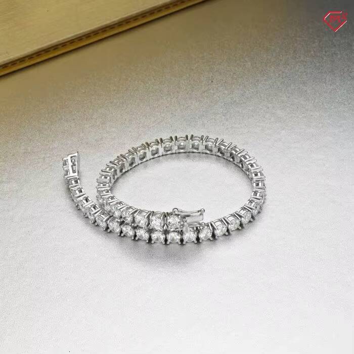 Popular 4mm Tennis Bracelet Women Men Hiphop 925 Sterling Silver Round Brilliant Cut VVS Moissanite Tennis Chain