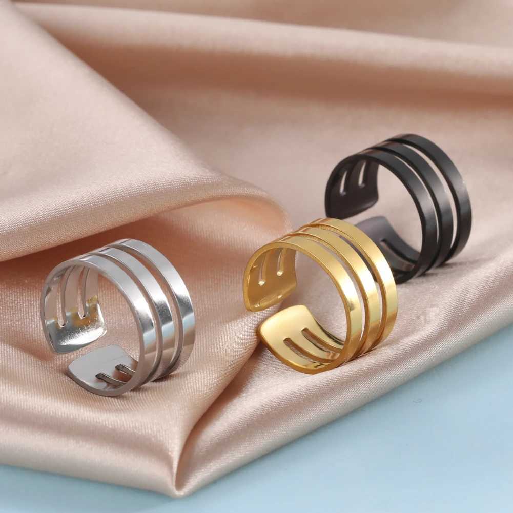 Unift Stainless Steel Simple Geometric Ring Men Women Adjustable Finger Rings Trendy Couple Minimalist Jewelry Accessories Gift S250716
