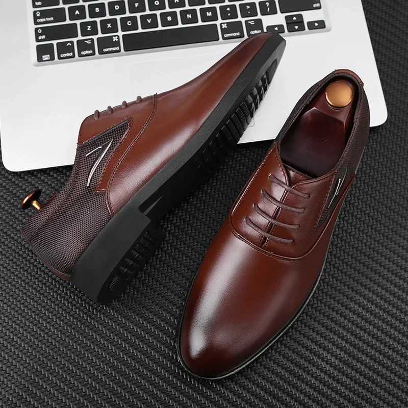 Men Casual Leather Shoes Black Leather Formal Men Oxford Shoes Men Wedding Party Office Business Shoes Large Size Y250715
