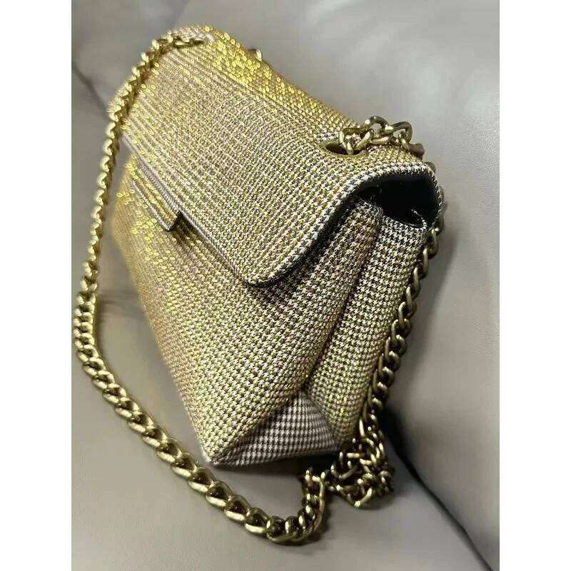 2025 New Houndstooth Hot Dia Shoulder Crossbody Chain Fashionable Versatile Women's Bag