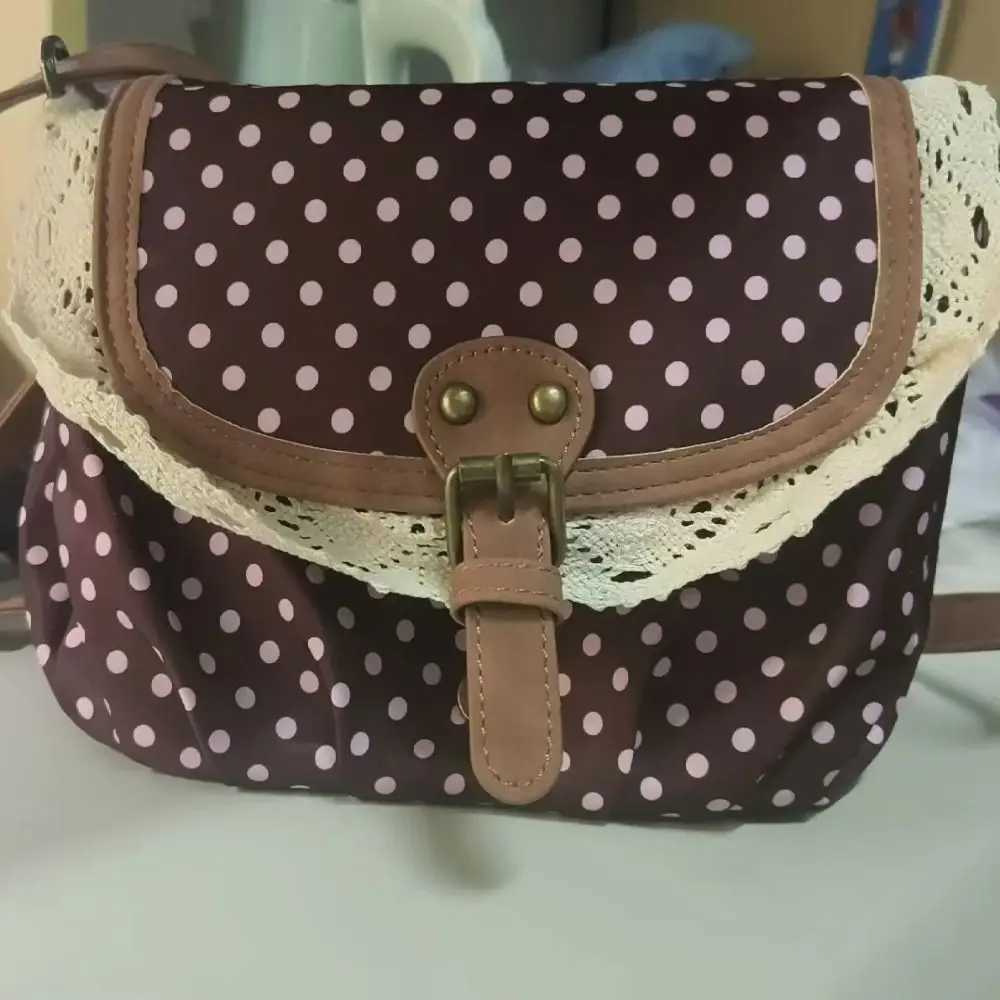 New Polka Dot Vintage Bag Casual Canvas Crossboby Bag Lace One-Shoulder Bag