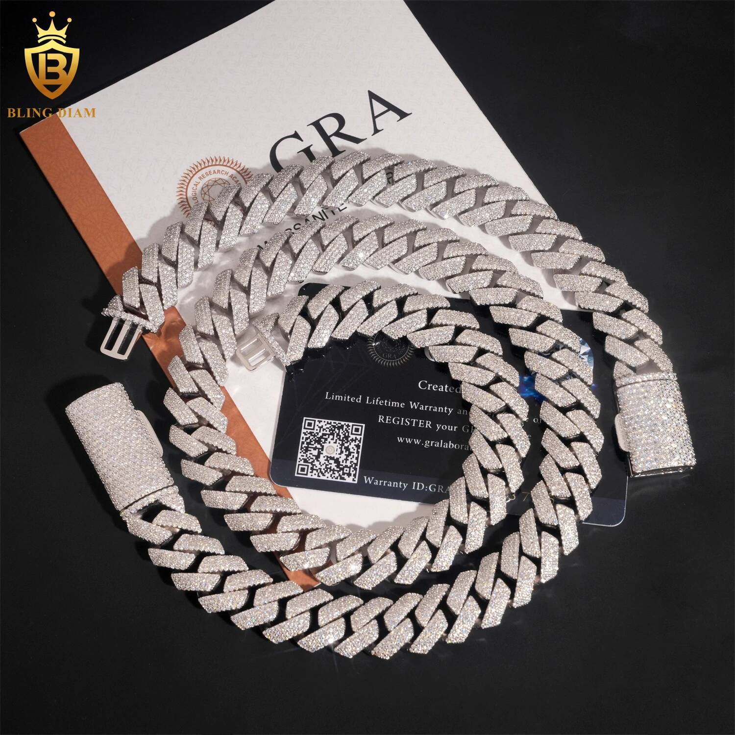 Hip Hop Jewelry 15mm Iced Out 925 Silver Gold Plated D Color Link Moissanite Cuban Chain Bracelet Necklace