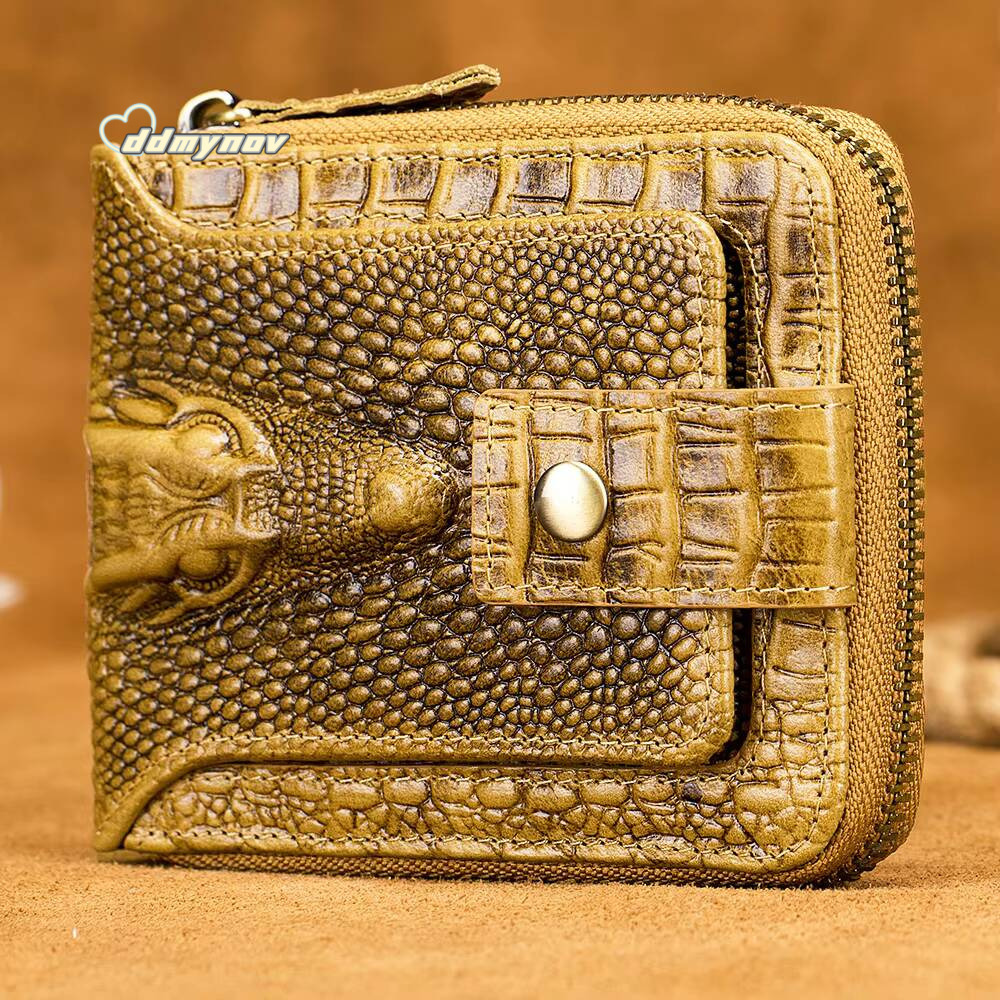 Cowhide mens with crocodile pattern genuine leather large capacity card slot zero wallet ddmynov