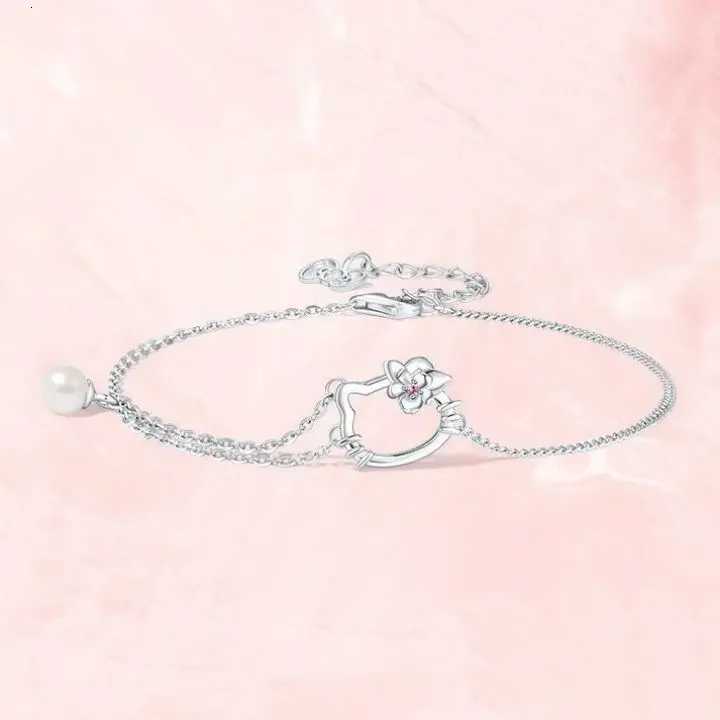 Sanrio Hello Kitty Bracelet Diamond Silver Plated Cartoon Bracelet Jewelry for Girls Birthday and Holiday Gifts w250716
