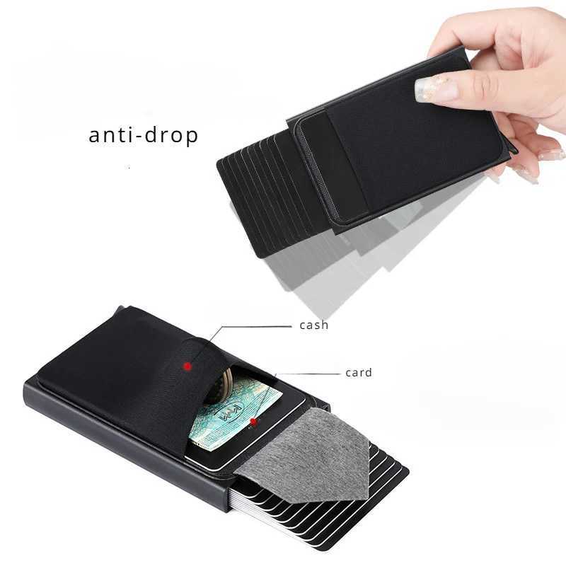 Automatic Flip Card Side Push Card Holder Sleeve Large Capacity 12 Cards Slot Metal Cards Box Men Credit Card Anti-theft Wallets S250716