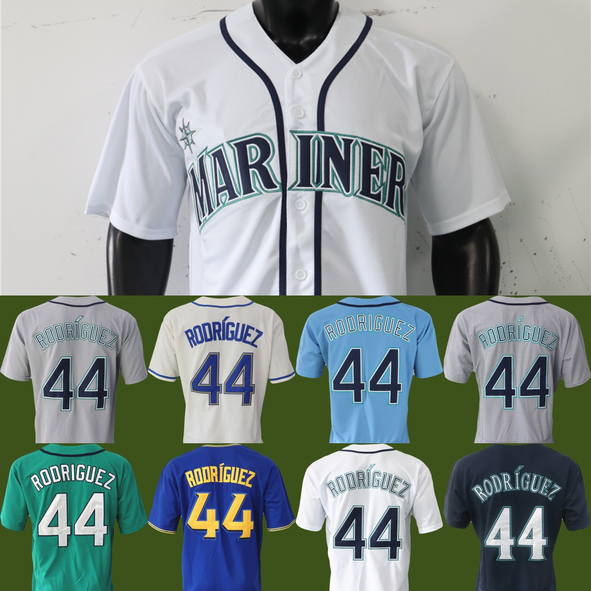 Julio Rodriguez baseball jersey Cal Raleigh Jorge Polanco Randy Arozarena Dylan Moore Rowdy Tellez J. P. Crawford George Kirby Luis Castillo Logan Gilbert Bryan Woo