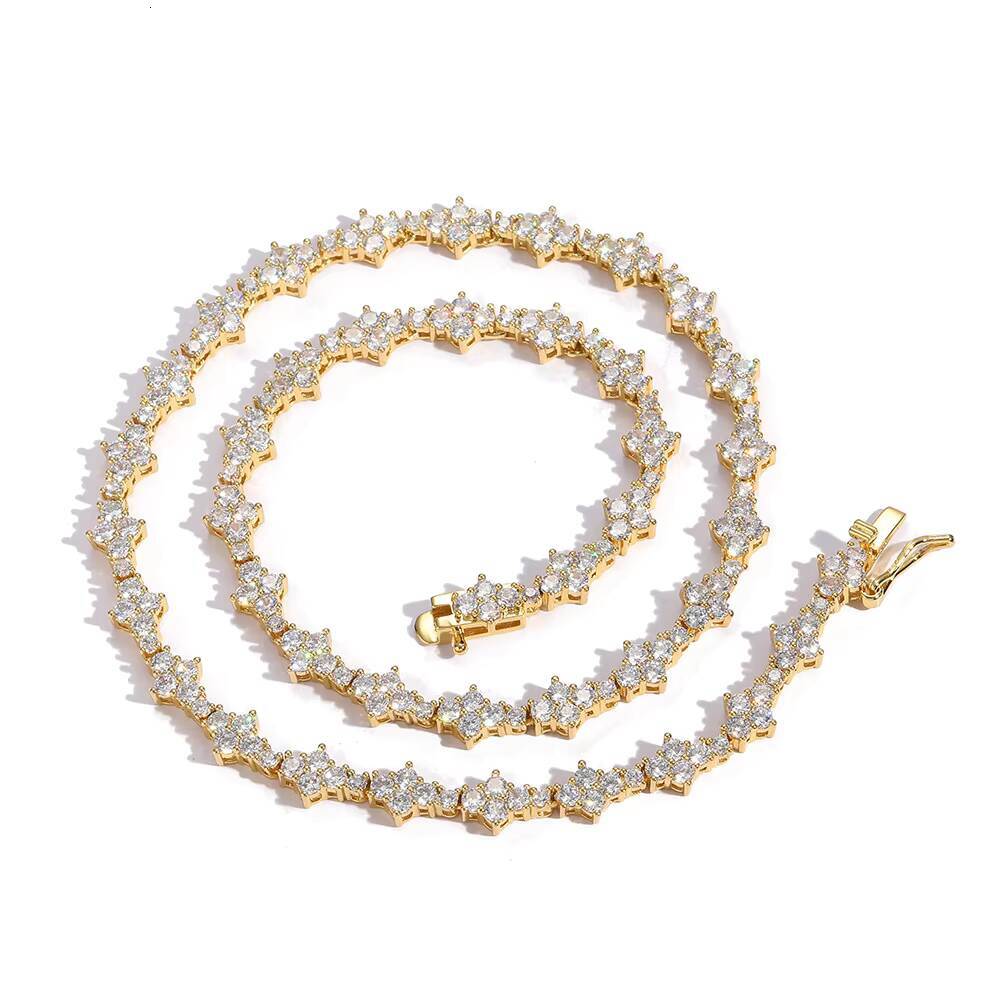 Hip Hop Jewelry Fashion Iced Out 18k Gold Silver Plated Diamond Tennis Chain Cz Necklace for Men Women