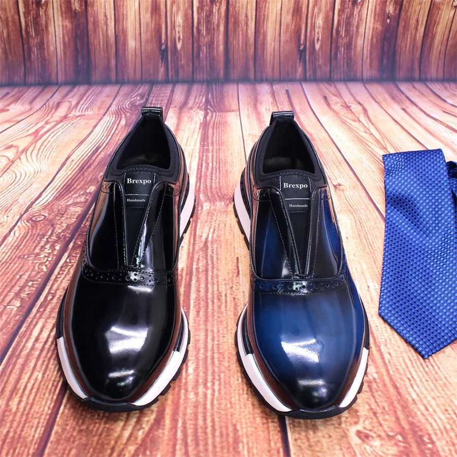 Mens Leather Shoes Comfortable Casual Mens Shoes Non-Slip Sole Glossy Sneakers Wedding High-End Occasion Dating Mens Shoes W250716