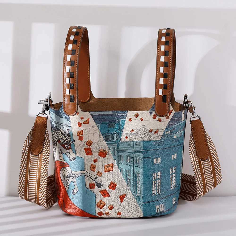 New Womens Bucket Bag Trend Brand Genuine Leather Shoulder Bag High Quality Lady Crossbody Bag Designer Luxury Handbag