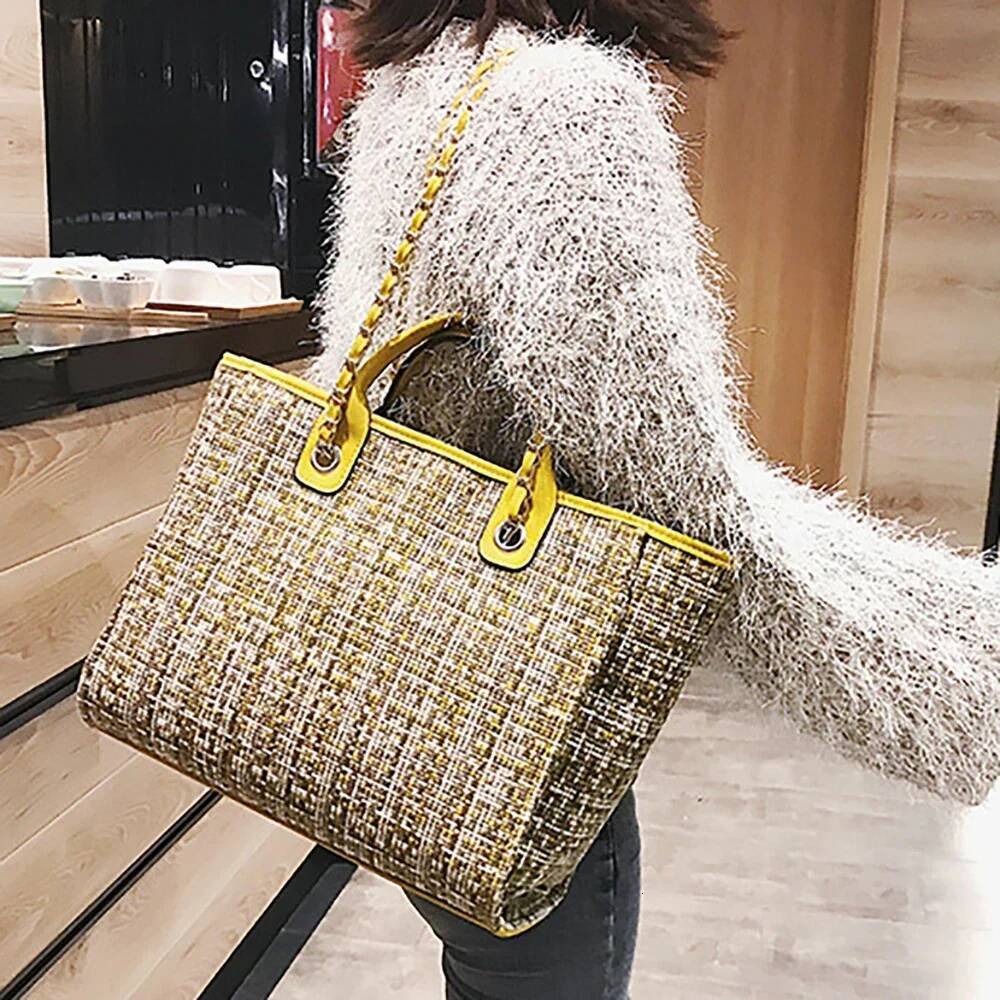 Summer Large Capacity Women Chain Bag Handbags For Female Fashion Shoulder Beach Designer Tote Ladies Hand Bags Canvas