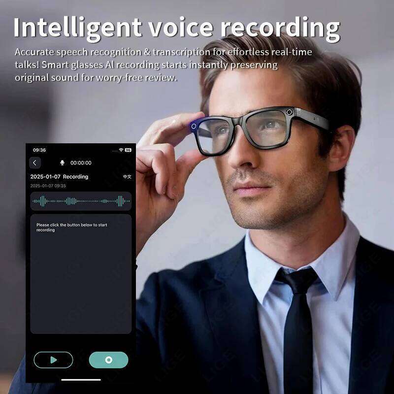 LIGE AI Smart with Sunglasses Mini Camera Video Recorder Wireless Bluetooth Call Anti-blue Glasses for Man Women
